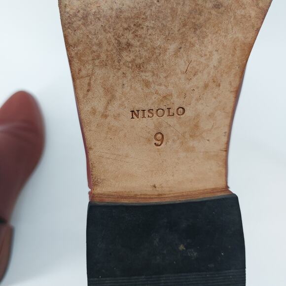 Nisolo Women's Booties Size 9 Leather Burgundy Brown Chelsea - Picture 4 of 13
